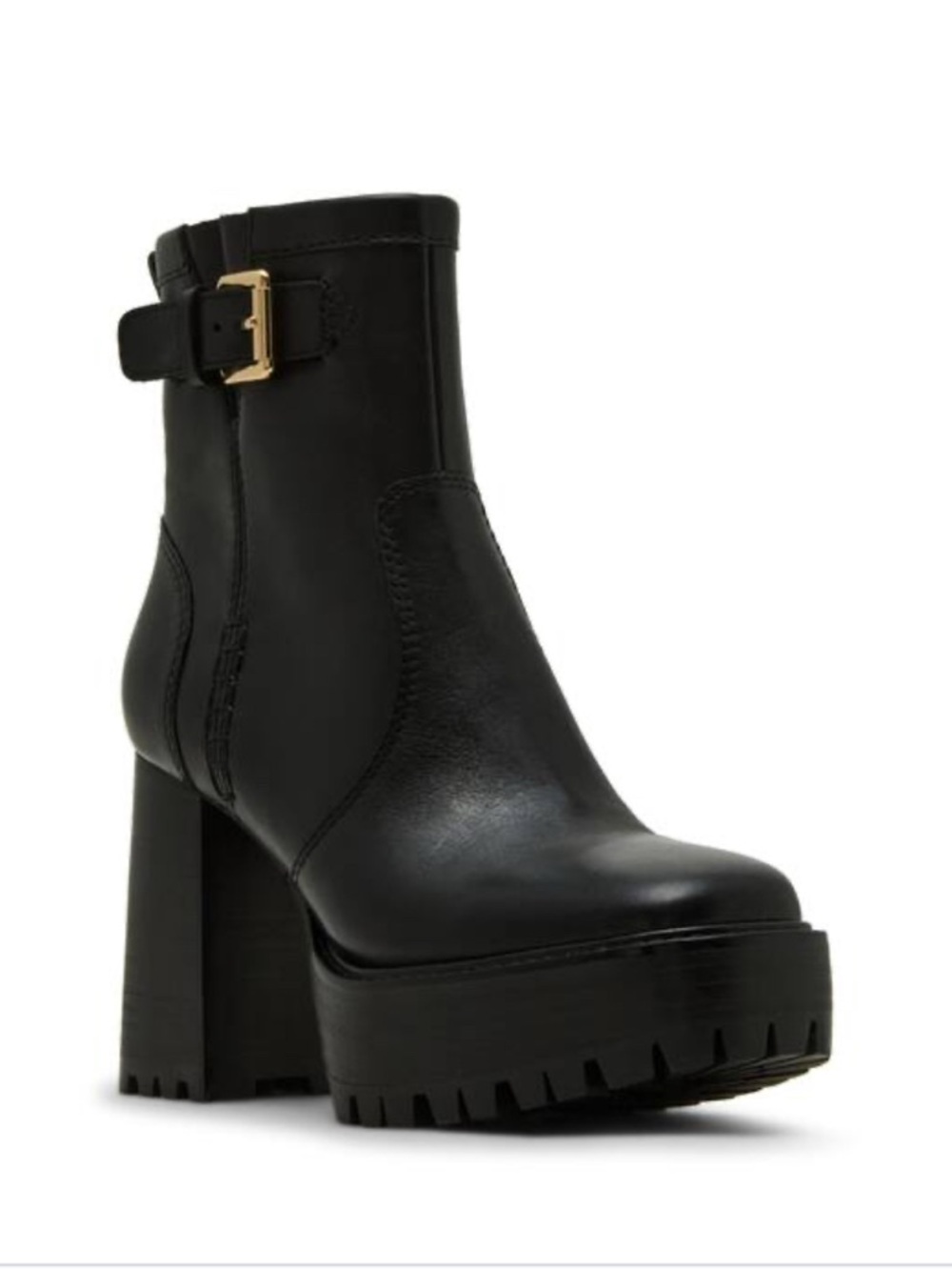 Steve Madden Black Platform Block Heel Summit ankle Boots